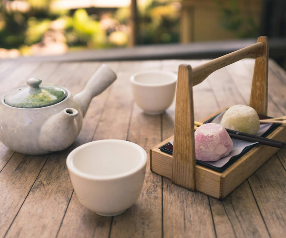 Japanese sweet and green tea